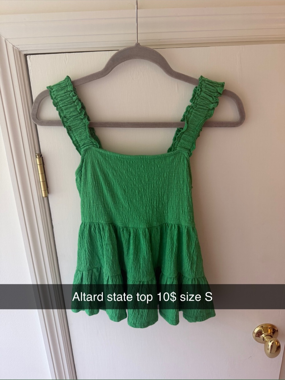 Altar'd State Bright Green Smocked-Strap Peplum Camisole